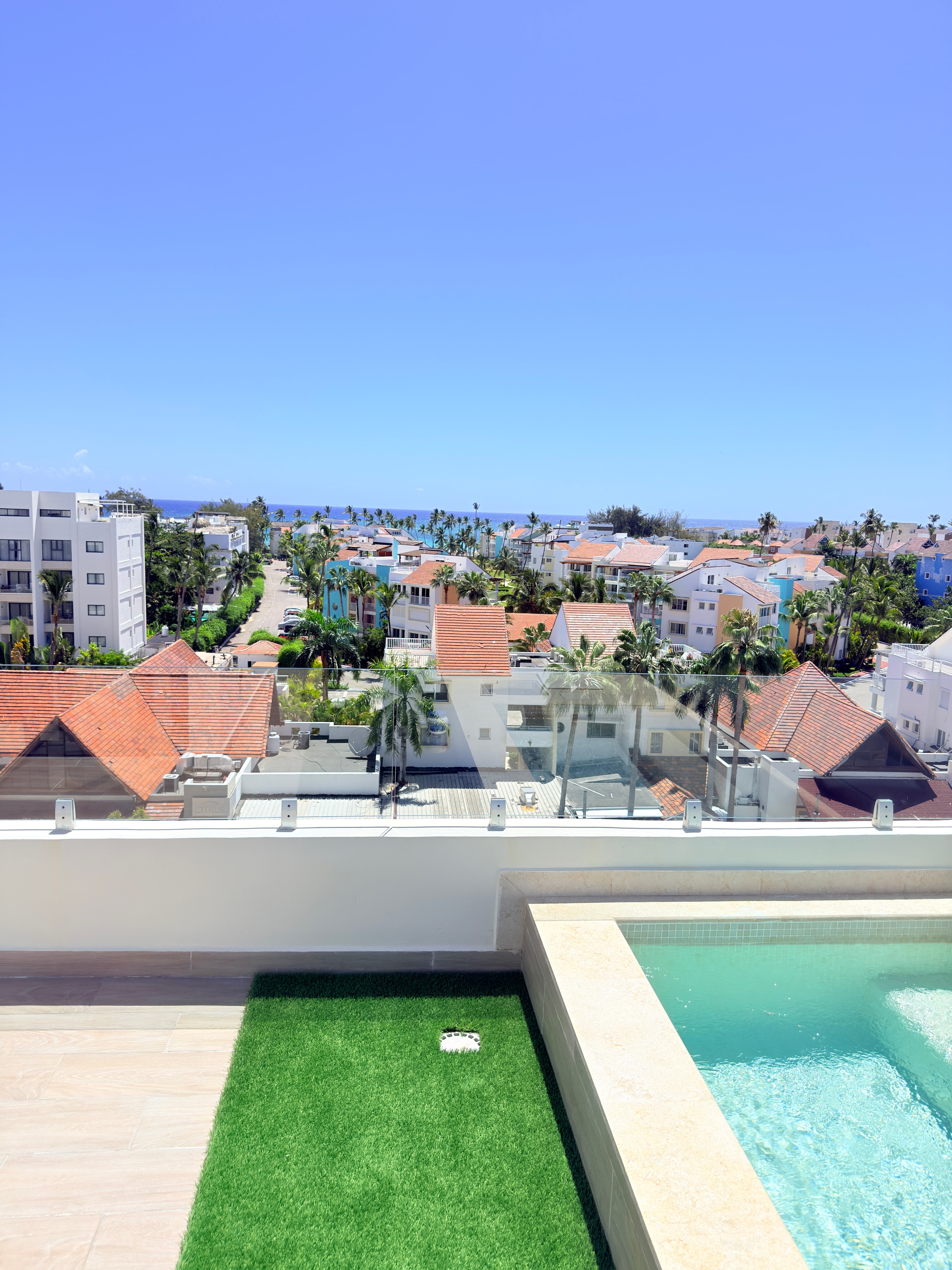 AlaNiqueStay Punta Cana penthouse — rooftop pool overlooking the coastal neighborhood